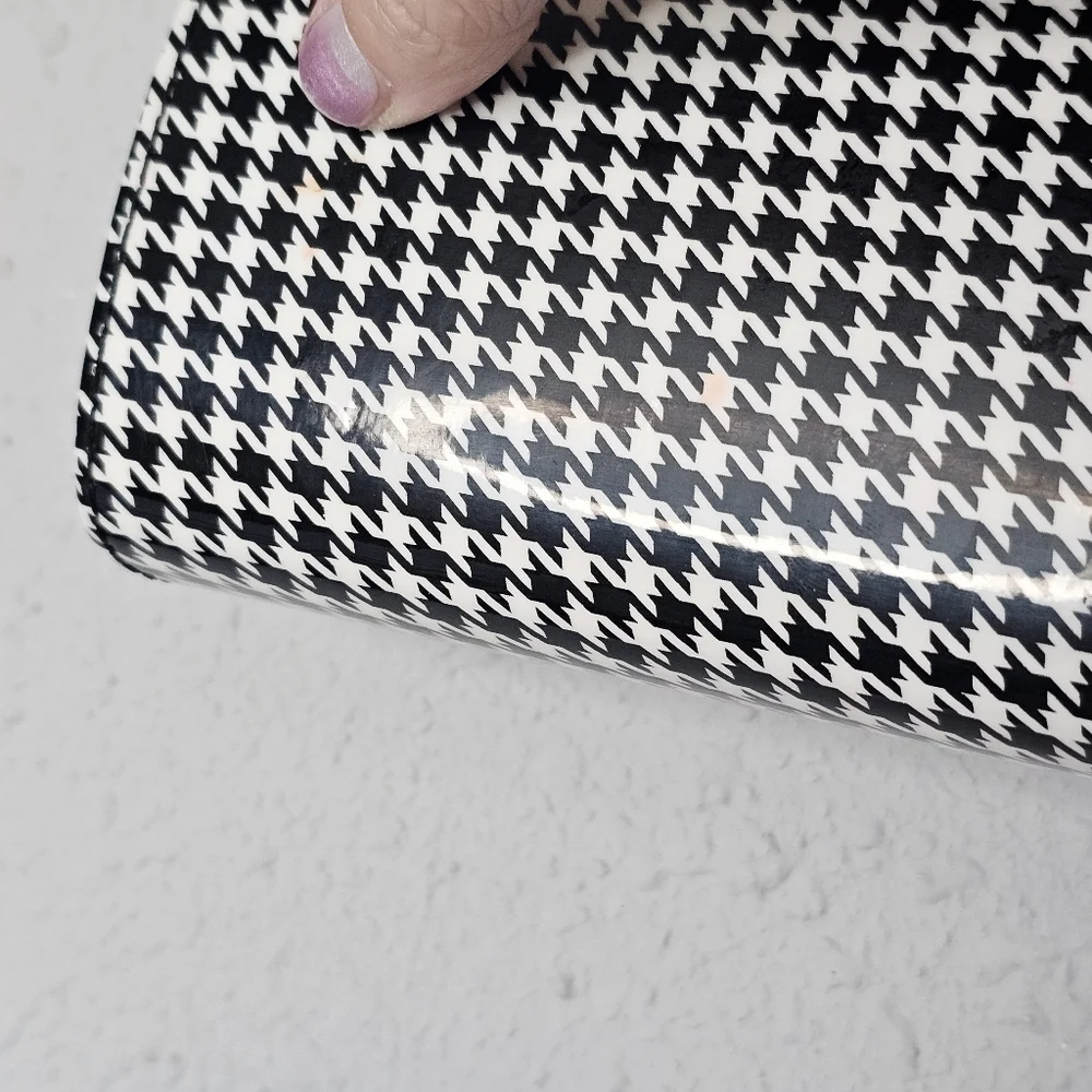 Houndstooth Black White Small Snap Purse‎ Mini Pencil Case 9X3